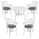 Ver imagem 1 de Jogo Fundido Jardim Piscina Varanda Mesa 80cm + 4 Cadeiras com Almofadas