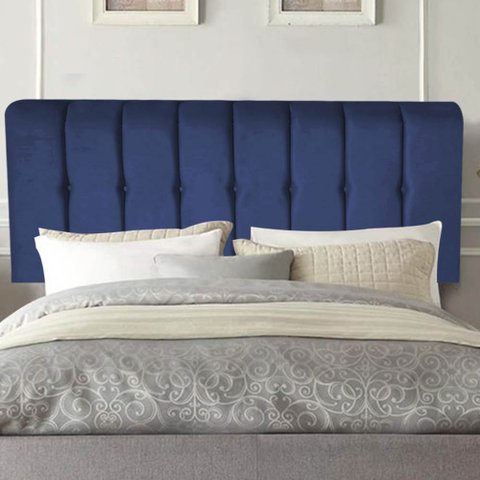 Painel Estofada Kiara 100cm Solteiro Box Quarto Suede Azul Marinho - Ahazzo Móveis