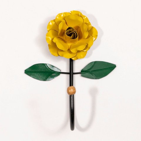 Cabideiro de Parede Cabide para Toalha 1 Gancho Flor Amarela