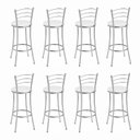 Ver imagem 5 de Kit 8 Banquetas Altas Cromadas com Assento Estofado e Encosto para Bancada Cozinha Cromado/Branco
