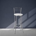 Ver imagem 4 de Kit 8 Banquetas Altas Cromadas com Assento Estofado e Encosto para Bancada Cozinha Cromado/Branco