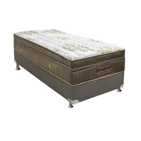 Cama Box Solteiro: Colchão Molas Ensacadas Ortobom SuperPocket Gold + Box Suede Gray(88x188)
