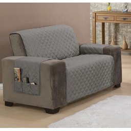 Capa Protetor de Sofá 2 Lugares King Classic Face Única Assento 1,20m Decorativo:Cinza - 1
