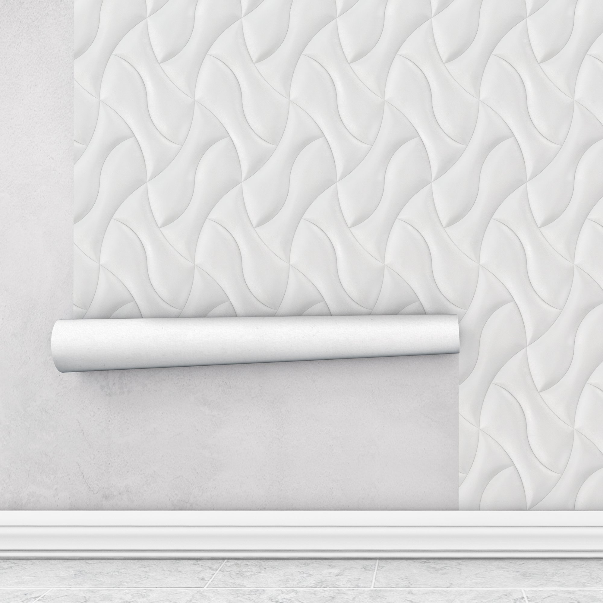 Papel Adesivo Decorativo Geométrico 3D Branco Ondulado 3M - 4