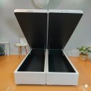 Ver imagem 5 de Box Baú Bipartido Queen 79 Blindado na Chapa de Madeira - Corino Branco