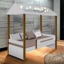Ver imagem 1 de Cama Casa Solt. Lara Branco/Mel c/ LED e Colchão