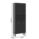 Ver imagem 2 de Armário de Aço 80cm 6portas 2vidros Grafite Estilo Bertolini