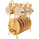 Ver imagem 3 de Conjunto 6 Xícaras Café Porcelana com Pires e Suporte Versa Branco Dourado 90ml