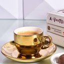 Ver imagem 7 de Conjunto 6 Xícaras Café Porcelana com Pires e Suporte Versa Branco Dourado 90ml