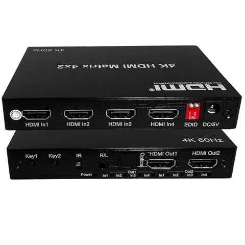 Splitter Switch Matrix Hdmi 4x2 3d 4k com Controle Remoto