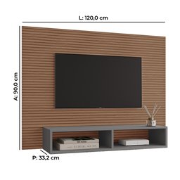 Painel Suspenso Flávia 100% Mdf Tuboarte P/ Tvs até 43 Polegadas 2 Nichos - 2