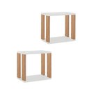 Ver imagem 2 de Nicho de Parede Nichos Industriais 30cm Retangular MDF Fixação Parafuso Off White com Freijó
