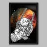 Quadro Astronauta no Balanço Cósmico - 20x30cm - Moldura Caixa Preto - 1