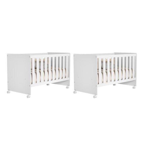 Kit Gêmeos Berço Mel com Pintura UV Branco Brilho Reller Móveis