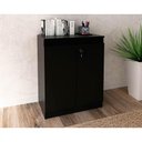 Ver imagem 1 de Balcão de Escritório Me4149 C/ 2 Portas C/ Chave Preto - Tecno Mobili