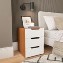 Ver imagem 1 de Mesa de Cabeceira Madri com 3 Gavetas 40x54cm Branco/Freijó 250695