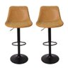 Kit 2 Banquetas Alta Com Encosto Alto Estofada Para Cozinha Ilha Giratória Roma Caramelo Vintage - 1