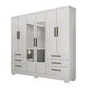 Ver imagem 1 de Guarda Roupa Solteiro com Espelho com Pés 6 Portas 6 Gavetas - Encant-Branco - Móveis Novo Horizonte