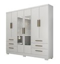Ver imagem 1 de Guarda Roupa Solteiro com Espelho com Pés 6 Portas 6 Gavetas - Encant-Branco - Móveis Novo Horizonte