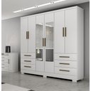 Ver imagem 2 de Guarda Roupa Solteiro com Espelho com Pés 6 Portas 6 Gavetas - Encant-Branco - Móveis Novo Horizonte