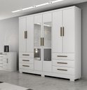 Ver imagem 2 de Guarda Roupa Solteiro com Espelho com Pés 6 Portas 6 Gavetas - Encant-Branco - Móveis Novo Horizonte