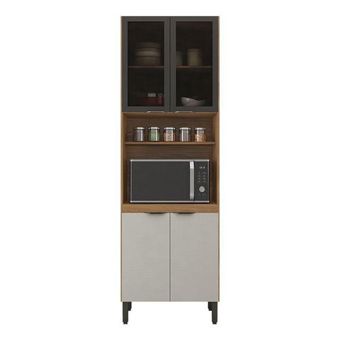 Armário Paneleiro Firenze com Porta de Vidro Amêndola Touch Nude Prime Tx - Demóbile