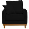 Kit Poltrona e Sofa Sena 2 Lugar Base de Madeira para Sala Hotel Linho Preto - 3