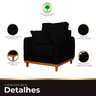 Kit Poltrona e Sofa Sena 2 Lugar Base de Madeira para Sala Hotel Linho Preto - 9
