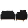 Kit Poltrona e Sofa Sena 2 Lugar Base de Madeira para Sala Hotel Linho Preto - 1