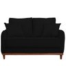 Kit Poltrona e Sofa Sena 2 Lugar Base de Madeira para Sala Hotel Linho Preto - 4