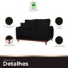 Kit Poltrona e Sofa Sena 2 Lugar Base de Madeira para Sala Hotel Linho Preto - 10