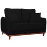 Kit Poltrona e Sofa Sena 2 Lugar Base de Madeira para Sala Hotel Linho Preto - 6