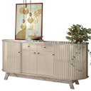 Ver imagem 4 de Aparador para Sala Buffet Mônaco e Cristaleira Moss Calacata Off White – Madetec