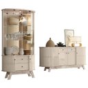 Ver imagem 1 de Aparador para Sala Buffet Mônaco e Cristaleira Moss Calacata Off White – Madetec