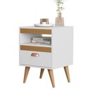 Ver imagem 1 de Mesa Lateral com Gaveta e Nicho Tiro Tampo Mdp 34cm Branco-cedro Sal Móveis