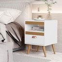 Ver imagem 2 de Mesa Lateral com Gaveta e Nicho Tiro Tampo Mdp 34cm Branco-cedro Sal Móveis