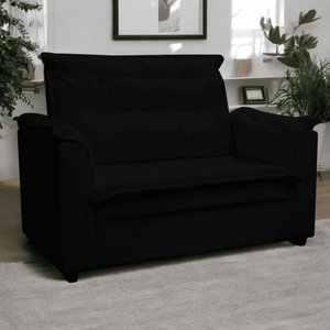 Sofá 2 Lugares Namoradeira Marrocos 1,40m Sala de Tv Estar Recepção Suede Preto Mabe Magazine