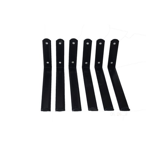 Kit 6 peças Suporte cantoneira Invertida - Mod. "U" p/ prateleira de 15cm - Preta