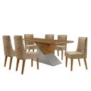 Ver imagem 2 de Mesa Sala de Jantar Aster 180cm e 6 Cadeiras Safira Moderna Turim 07/off White/imbuia