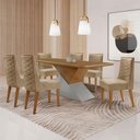 Ver imagem 1 de Mesa Sala de Jantar Aster 180cm e 6 Cadeiras Safira Moderna Turim 07/off White/imbuia