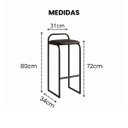 Ver imagem 2 de Kit 2 Banquetas Banco Alta Balcão Bar Estrutura Preta Mila:Marrom