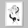Quadro Ilustração Eva e Serpente - 45x30cm - Moldura Caixa Branco - 1