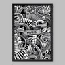 Quadro Music Elementos P&B - 45x30cm - Moldura Caixa Preto - 1