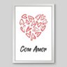 Quadro Frase Com Amor - 45x30cm - Moldura Caixa Branco - 1