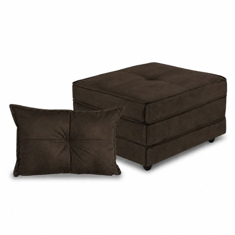 Puff Cama Dobravel 70cm Slim com Almofada Cor: Suede Marrom Café