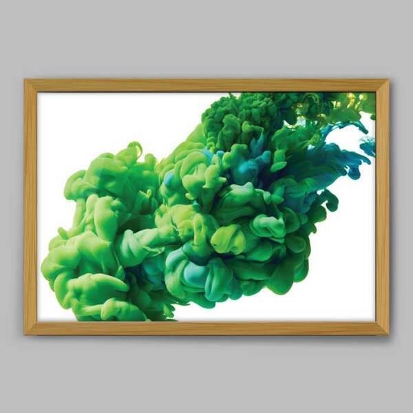 Quadro Fumaça Fluido Verde - 45x30cm - Moldura Caixa Madeira - 1