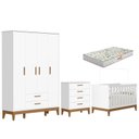 Ver imagem 1 de Quarto de Bebê Flip Guarda Roupa 4 Portas Branco Acetinado com Colchão Gazin - Reller