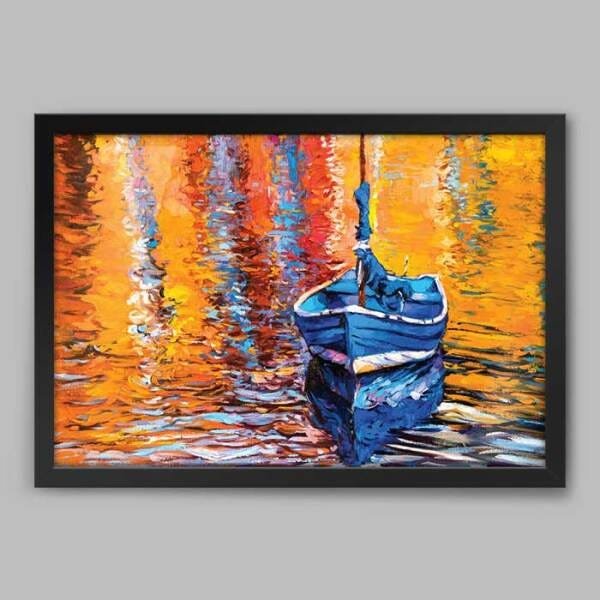 Quadro Canoa Alvorada - 20x30cm - Moldura Caixa Preto - 1