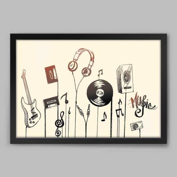 Quadro Música do Dia a Dia - 20x30cm - Moldura Caixa Preto - 1