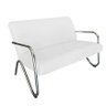 Namoradeira Decorativa Bela Couro Branco Braço Cromado - 1